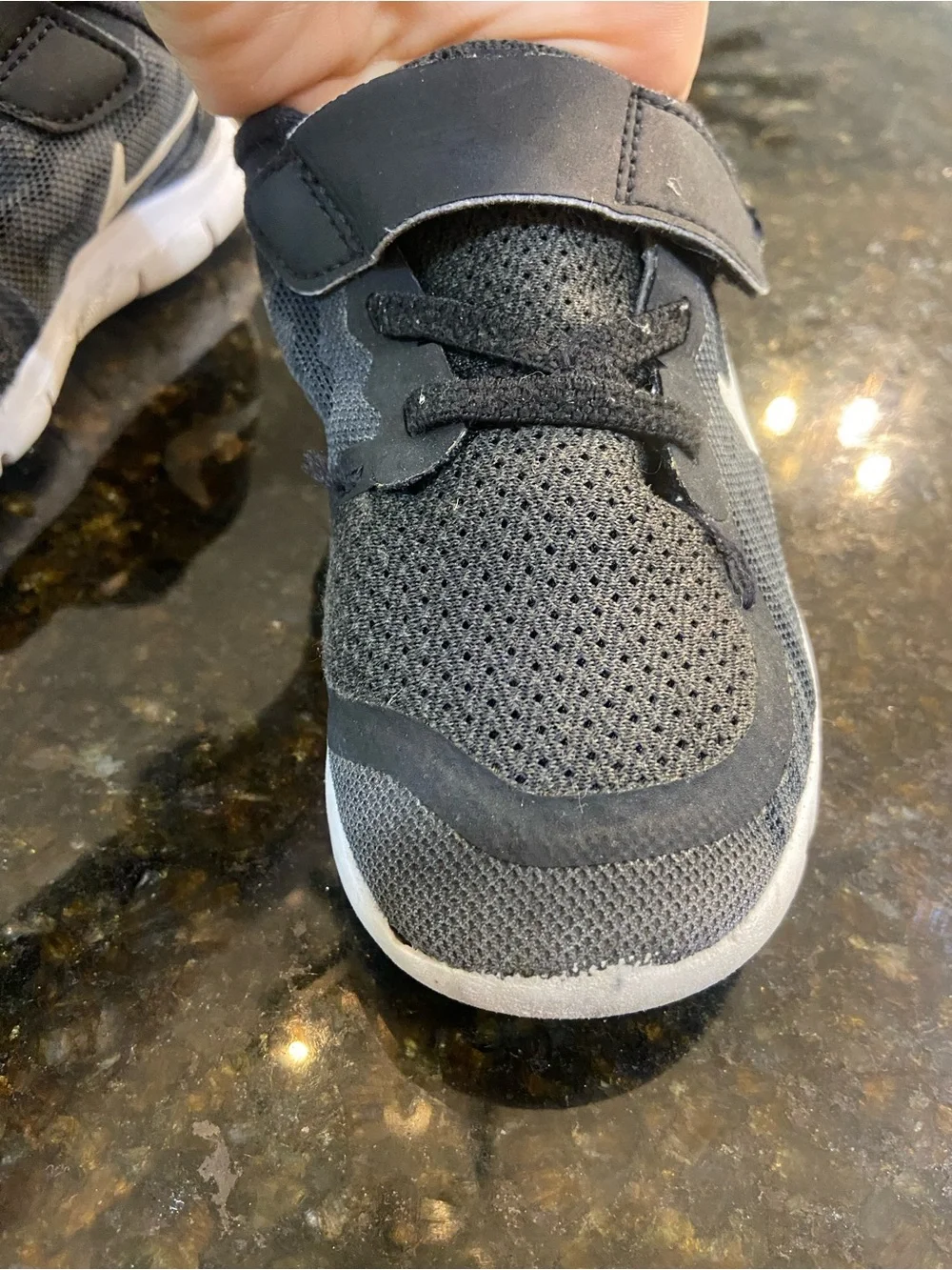 Nike Kids Black and White Velcro Mesh Sneakers